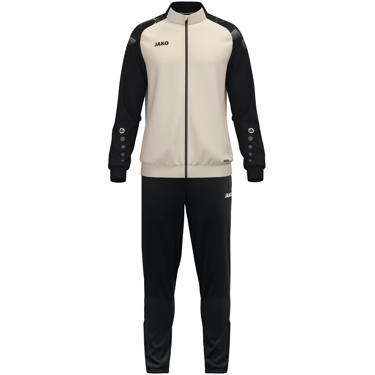 Trainingsjacke, Beige Schwarz, Sportjacke, Reißverschluss, Langarm